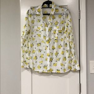 Lemon button down blouse